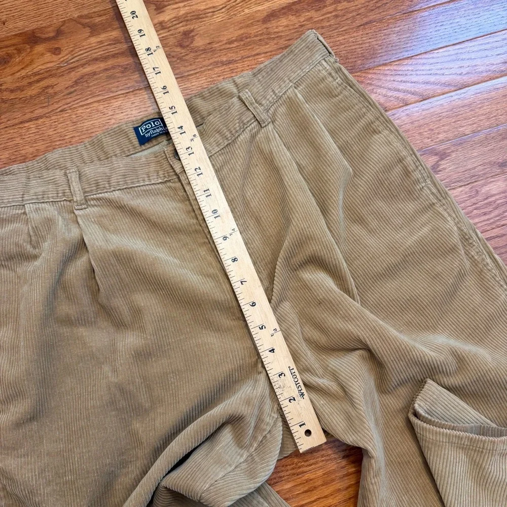 Vintage Polo Ralph Lauren Corduroy Pants Mens 36x30 Pleated USA Made Talon Zip